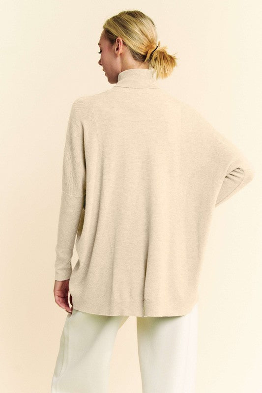 Cream Color Turtleneck Long Sleeve Knit Top - Tigbul's Variety Fashion Shop