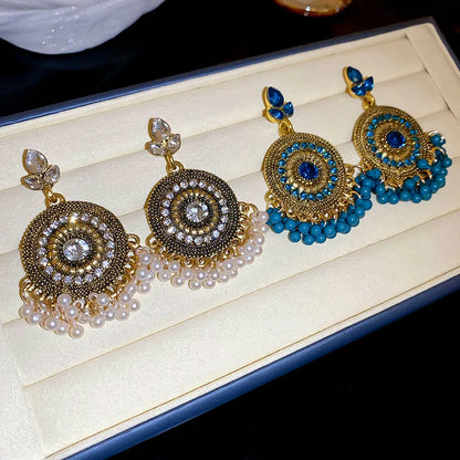Rhinestone Alloy Bead Dangle Earrings - Tigbul's Variety Fashion Shop