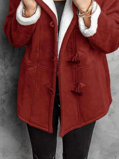 Full Size Cozy Sherpa Lined Toggle Coat with Hood Plus Size - Tigbul's Variety Fashion Shop