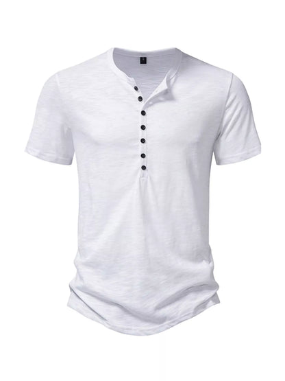 Men's Casual Button Detail Henley T-Shirt - Tigbuls Variety Fashion