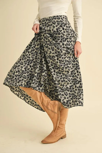 Black Leopard Midi Skirt - Tigbul's Variety Fashion Shop