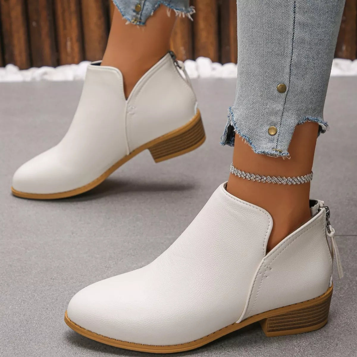 Women's Point Toe Block Heels Boots - Tigbul's Variety Fashion Shop