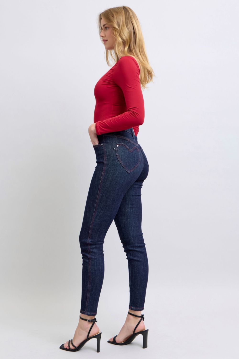 Judy Blue Full Size Heart Shaped Back Pockets Skinny Jeans - Tigbul's Variety Fashion Shop