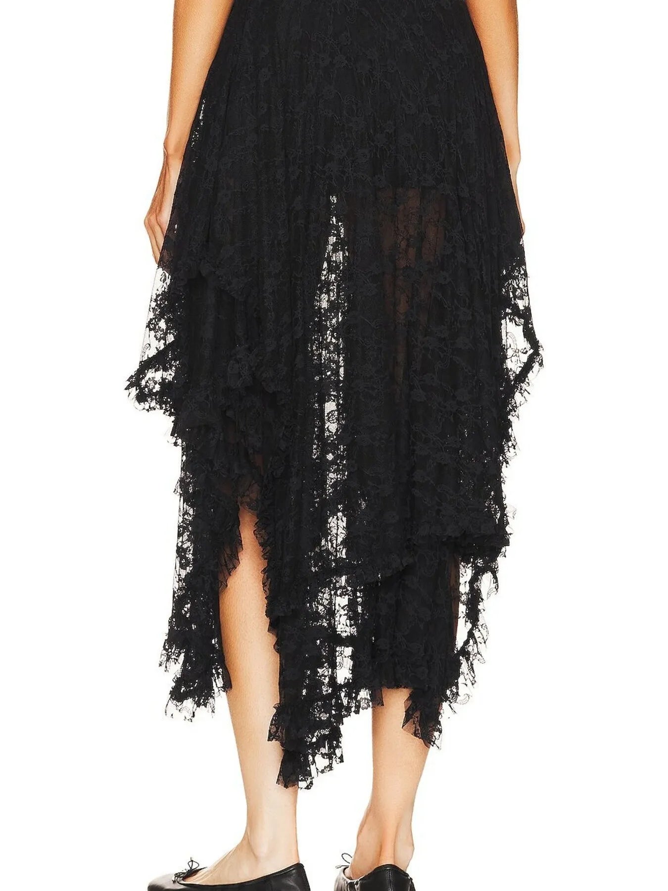 Asymmetrical Lace Midi Skirt - Tigbul's Variety Fashion Shop