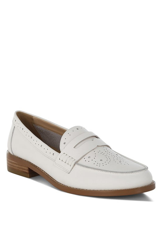 Clotilda Perforated Low Heel Loafers - Tigbul's Variety Fashion Shop