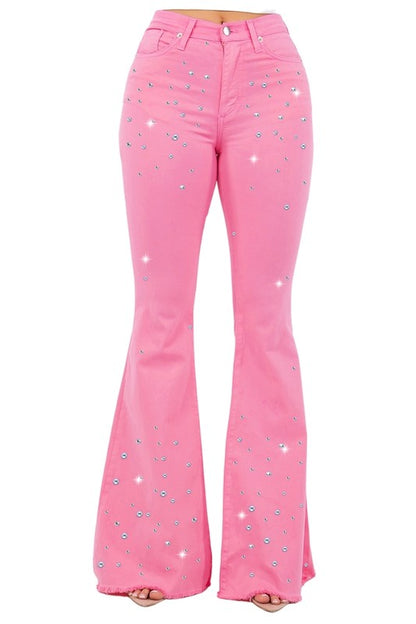 Vegas Glam Bell Bottom Pink- Inseam 30 - Tigbul's Variety Fashion Shop