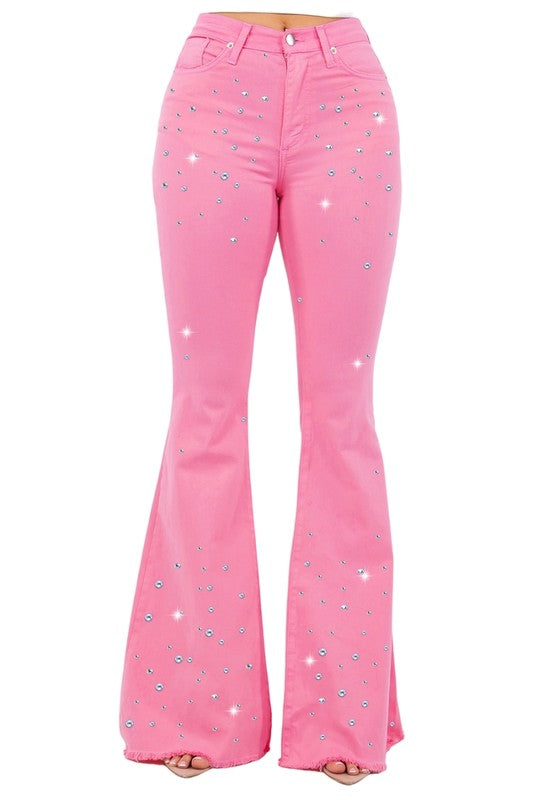 Vegas Glam Bell Bottom Pink- Inseam 30 - Tigbul's Variety Fashion Shop