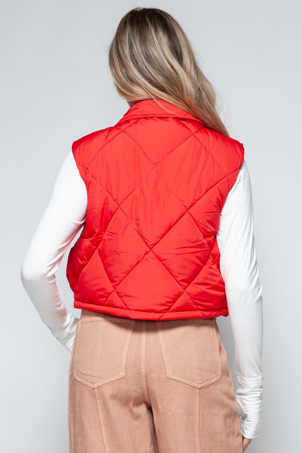 Snobbish Snap Down Quilted Crop Vest - Tigbul's Variety Fashion Shop