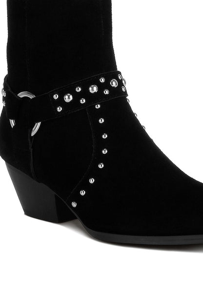 Rodeo Studded Suede Ankle Boots - Tigbul's Variety Fashion Shop