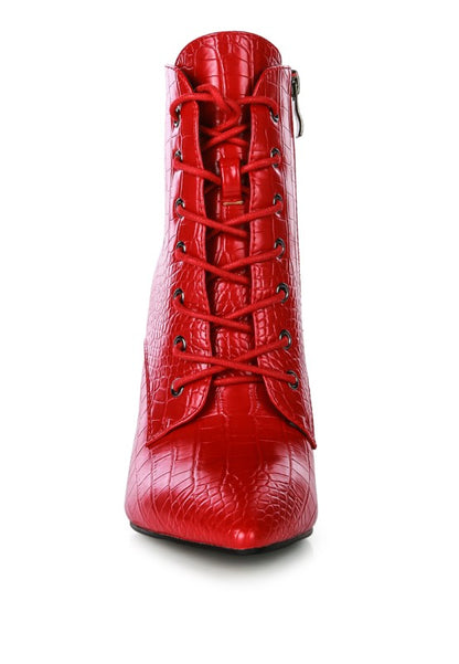 ESCALA CROC LACE-UP STILETTO BOOT - Tigbul's Variety Fashion Shop