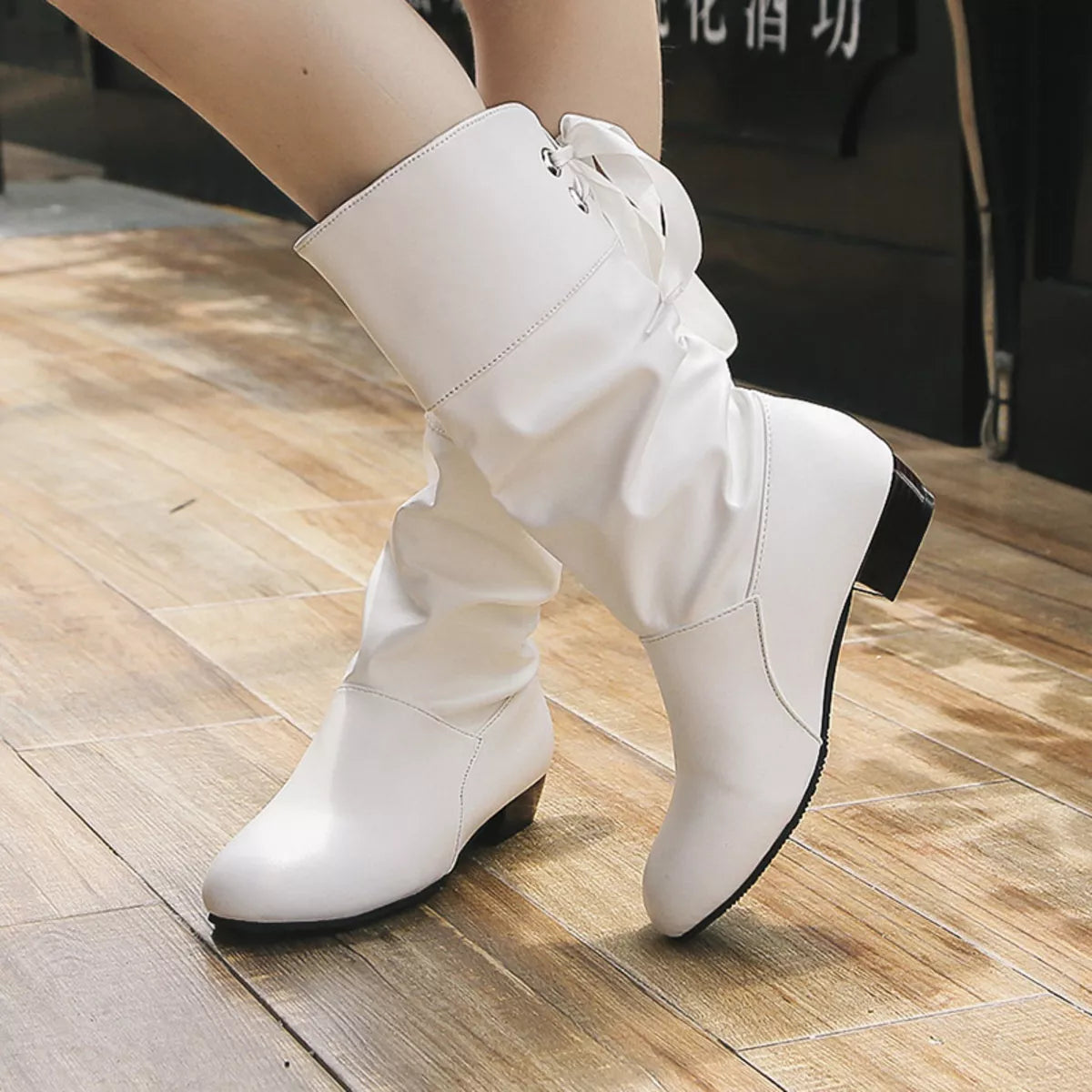 Round Toe Block Heels Boots - Tigbul's Variety Fashion Shop