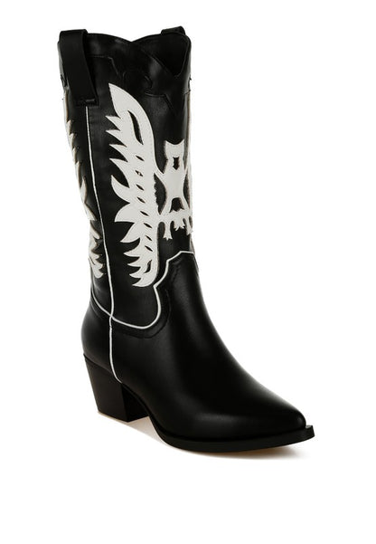 Thistle Winged Patchwork Cowboy Boots - Tigbul's Variety Fashion Shop