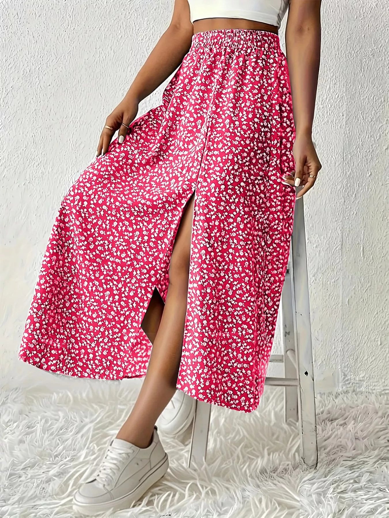 Slit Printed Skirt - Tigbul's Variety Fashion Shop