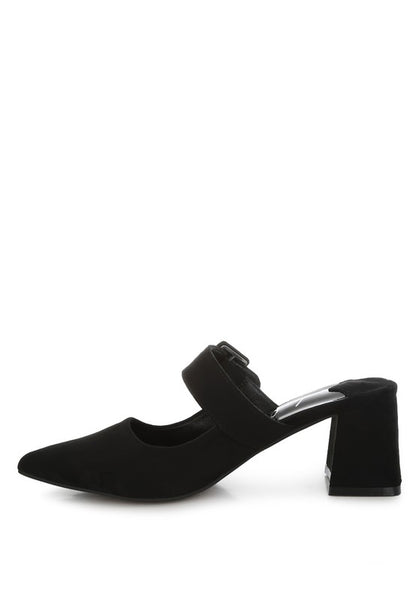 Amapola Buckle Strap Detail Microfiber Mules - Tigbul's Variety Fashion Shop