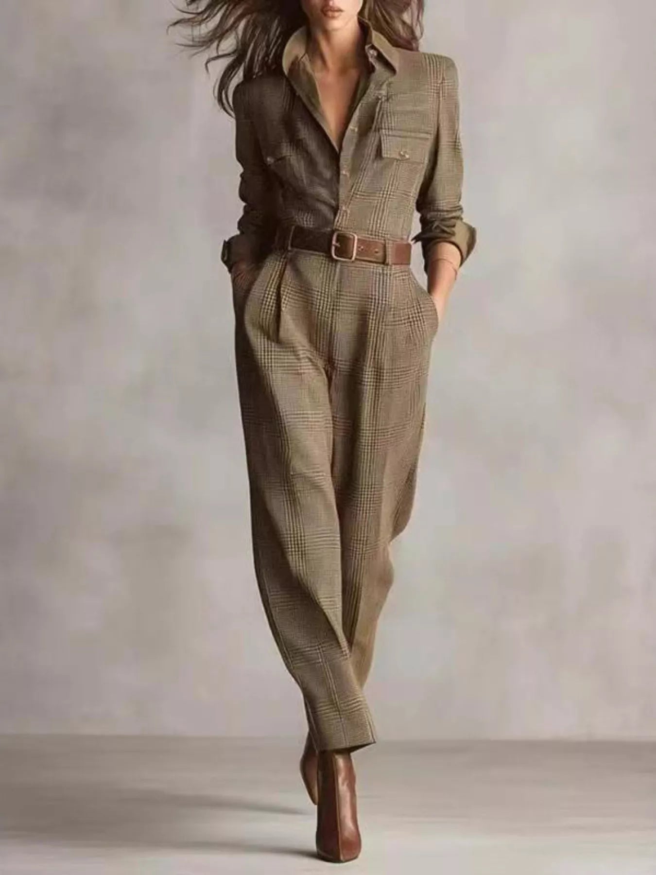 Button Front Long Sleeve Jumpsuit - Tigbul's Variety Fashion Shop