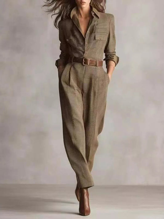 Button Front Long Sleeve Jumpsuit - Tigbul's Variety Fashion Shop