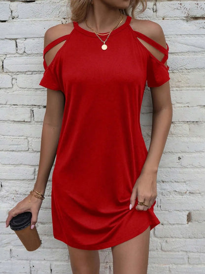 Cold Shoulder Mini Dress - Tigbul's Variety Fashion Shop