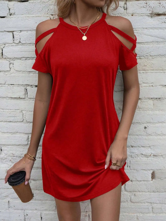 Cold Shoulder Mini Dress - Tigbul's Variety Fashion Shop