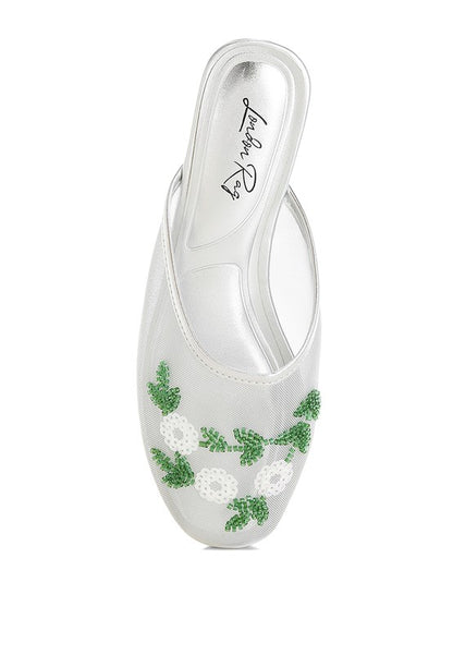 Nahra Mesh Sequin Beaded Mules - Tigbul's Variety Fashion Shop