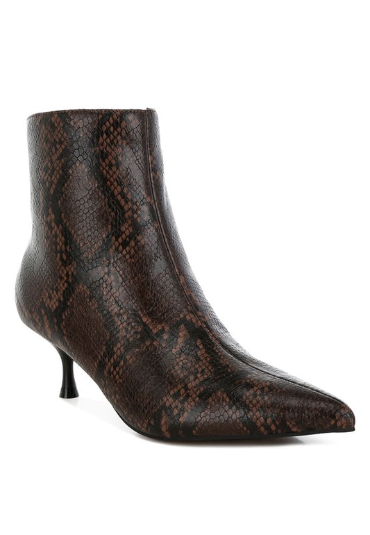 Thymus Snake Print Kitten Heel Boots - Tigbul's Variety Fashion Shop