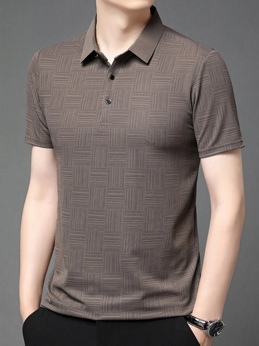 Men's Plus Size Texture Short Sleeve Polo - Tigbul's Variety Fashion Shop