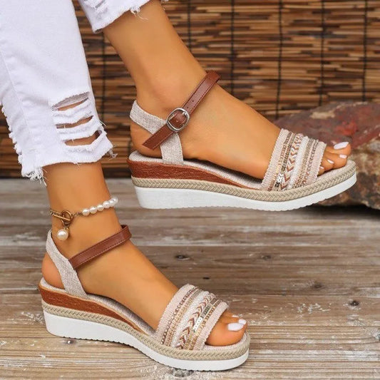 Open Toe Platform Wedge Sandals - Tigbul's Variety Fashion Shop