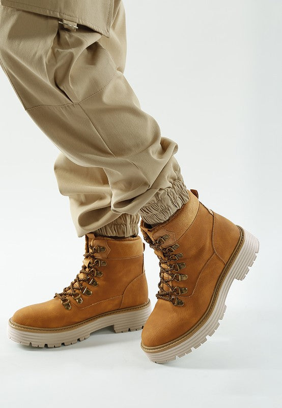 Boskoff Lace-Up Chunky Warm Ankle Boots - Tigbul's Variety Fashion Shop