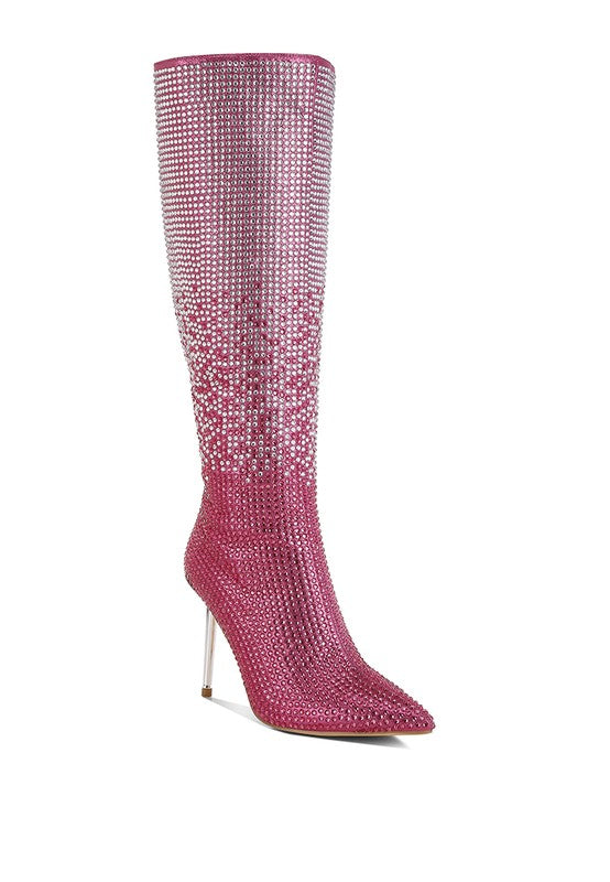 Orymple Shiny Rhinestone Studded Calf Boots - Tigbul's Variety Fashion Shop