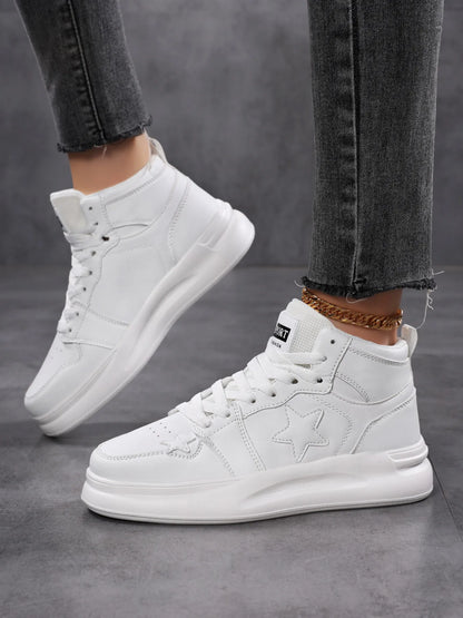 Star Pattern Lace Up Sneakers - Tigbul's Variety Fashion Shop