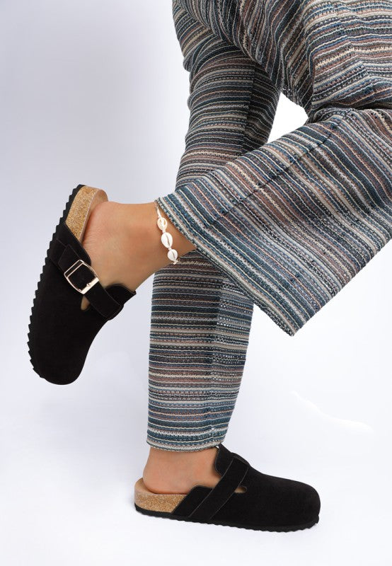 Ratiha Buckle Accent Slip-On Footbed Mules - Tigbul's Variety Fashion Shop