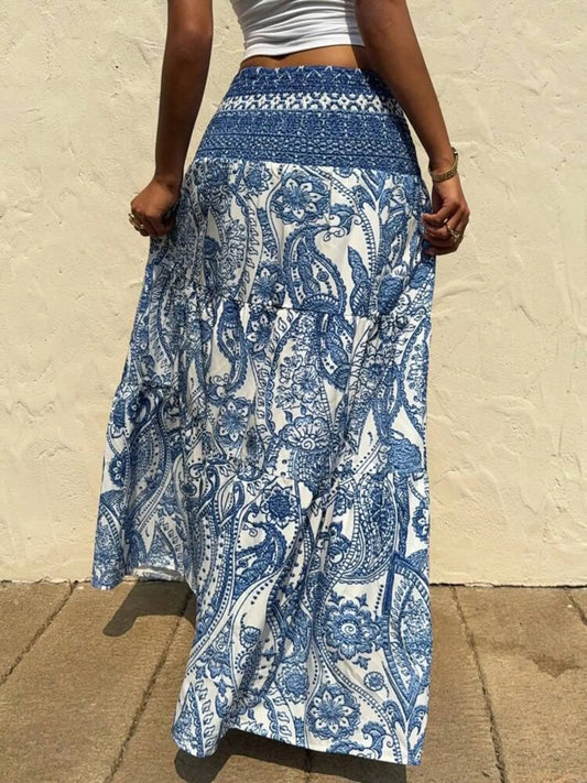 Printed Tiered Maxi Skirt - Tigbul's Variety Fashion Shop