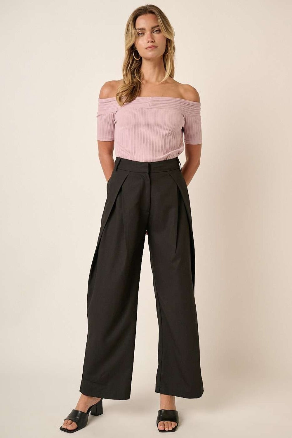 Mittoshop Deep Pleated High Waisted Wide Leg Pants - Tigbul's Variety Fashion Shop