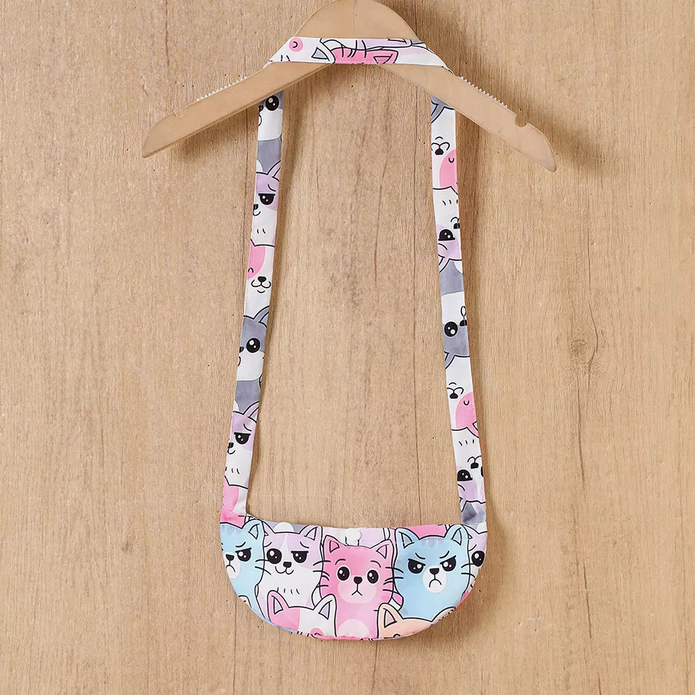 Children's Cartoon Cat Print Fleece Lined Hooded Jacket with Bag - Tigbuls