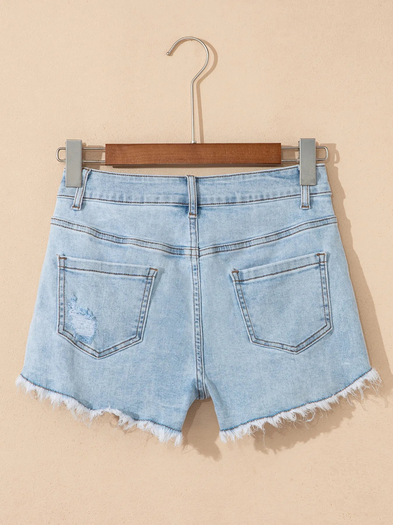 High Rise Distressed Raw Hem Denim Shorts - Tigbul's Variety Fashion Shop