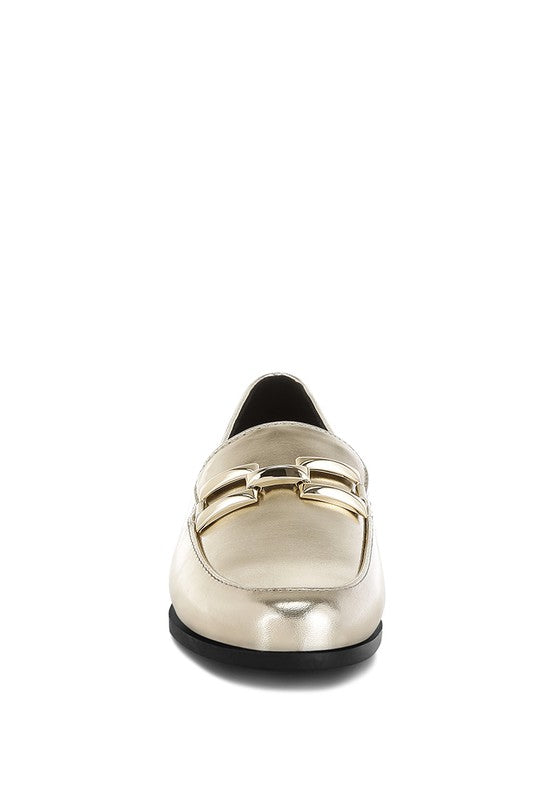 Melucine Metallic Horsebit Detail Loafers - Tigbul's Variety Fashion Shop