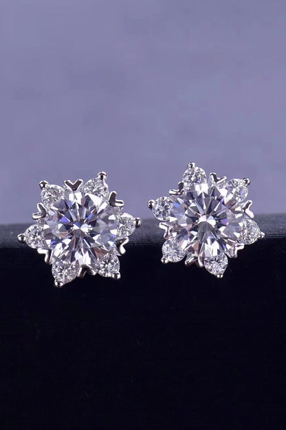 2 Carat Moissanite Floral Stud Earrings - Tigbul's Variety Fashion Shop