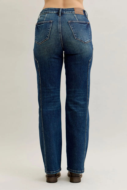 Judy Blue Full Size Seam Detail Straight Leg Jeans Plus Size - Tigbul's Variety Fashion Shop