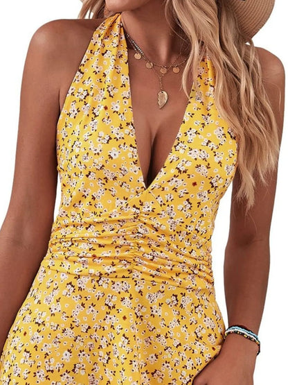 Printed Halter Neck Dress - Tigbul's Variety Fashion Shop