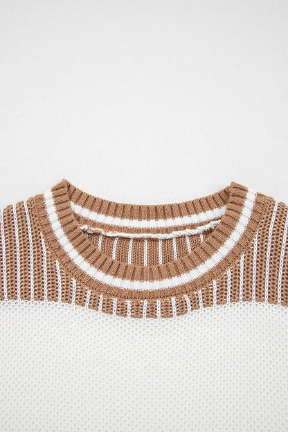 Striped Knit Long Sleeve Sweater - Tigbul's Variety Fashion Shop