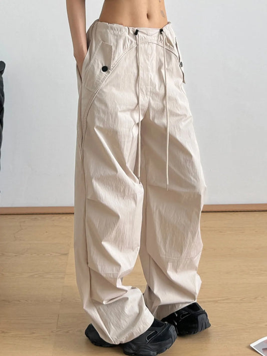 Relaxed Wide-Leg Drawstring Pants - Tigbul's Variety Fashion Shop