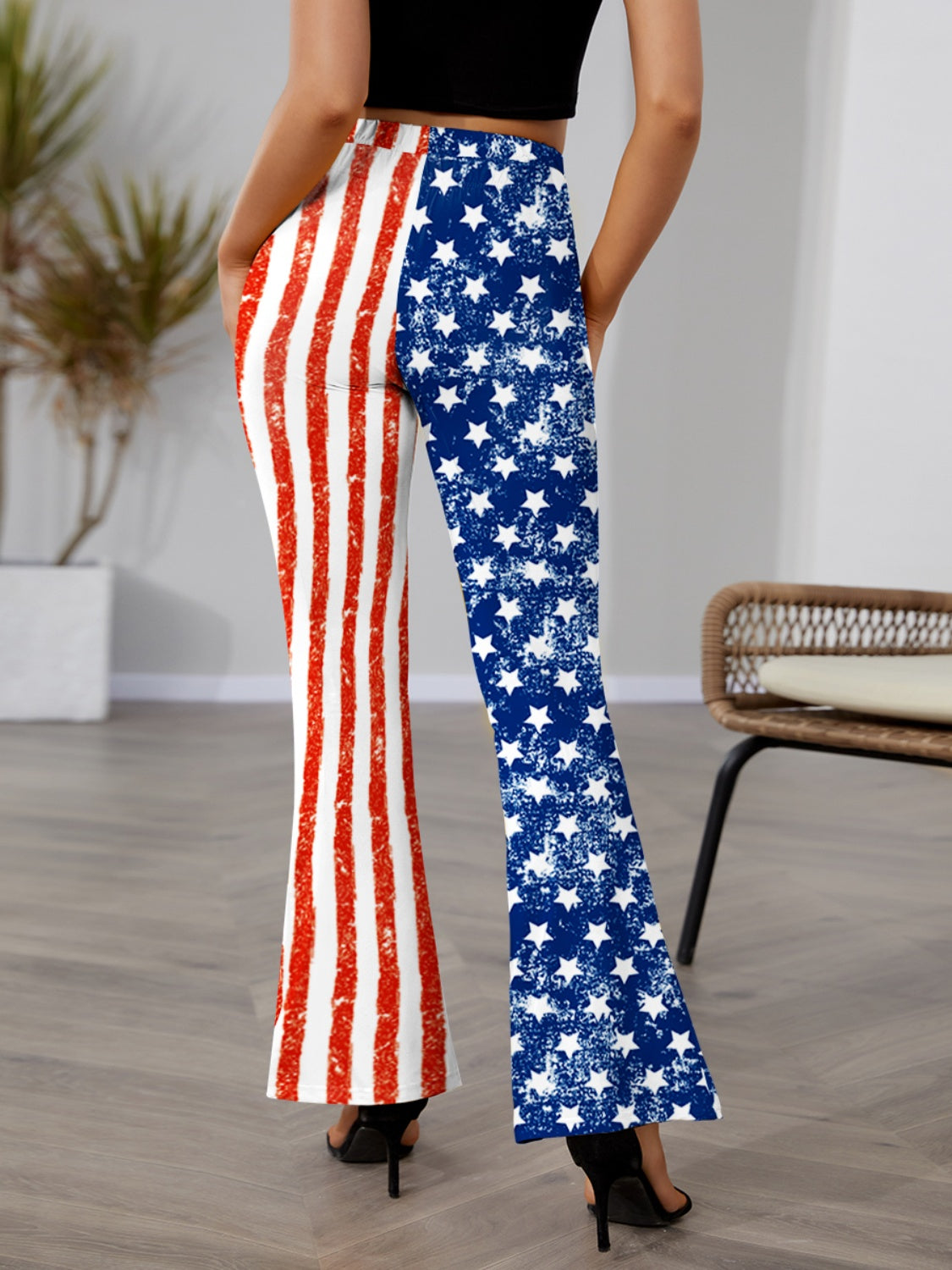 Star & Stripes High Waist Bootcut Pants - Tigbuls Variety Fashion