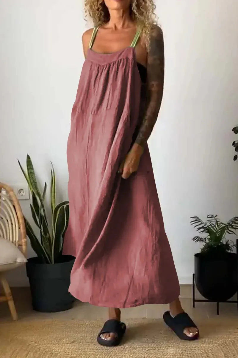 Ruched Cami Maxi Dress with Pockets Size Small - 5XL Plus - Tigbul's Variety Fashion Shop