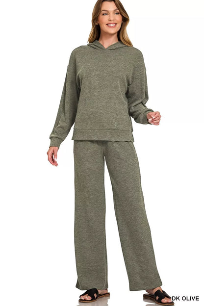 Zenana Ribbed Long Sleeve Hoodie - Tigbul's Variety Fashion Shop