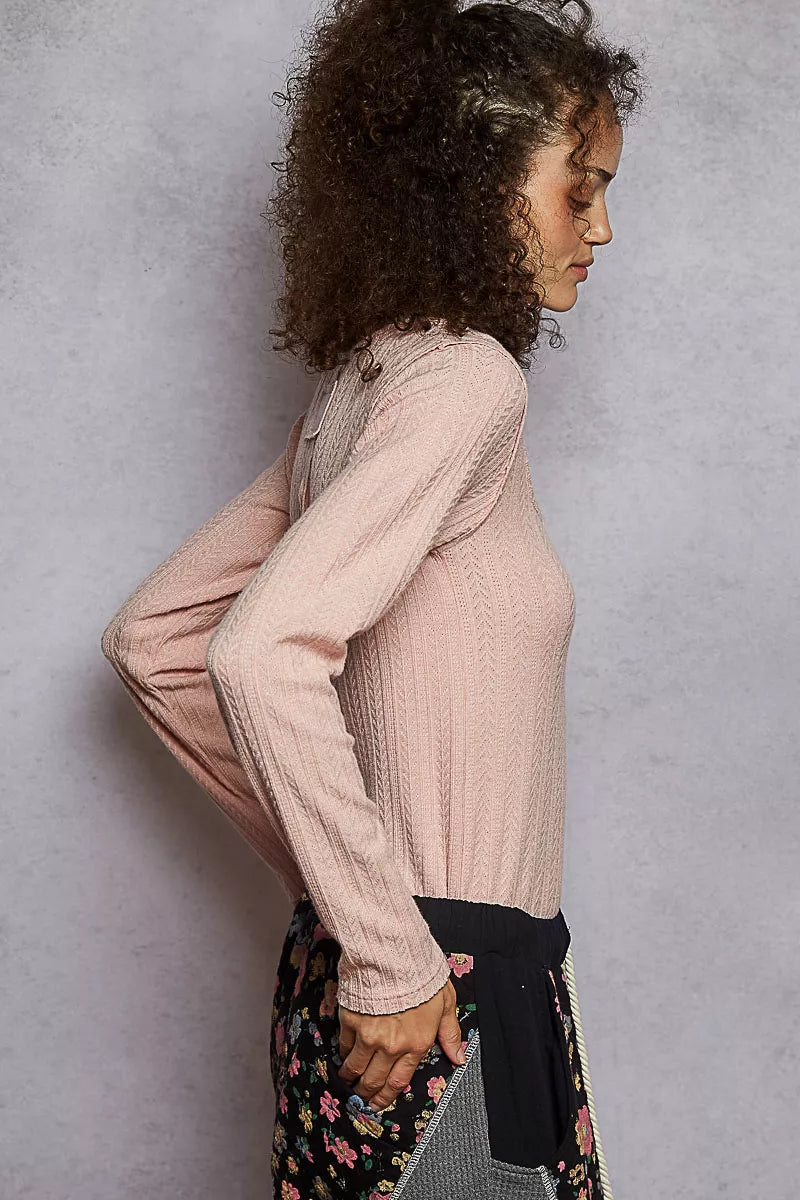 POL Square Neck Cropped Knit Top with Curved Hem - Tigbul's Variety Fashion Shop