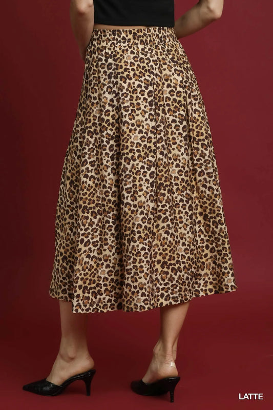 Umgee Drawstring Leopard Midi Skirt - Tigbul's Variety Fashion Shop