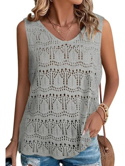 Crochet Sleeveless Sweater Vest - Tigbul's Variety Fashion Shop