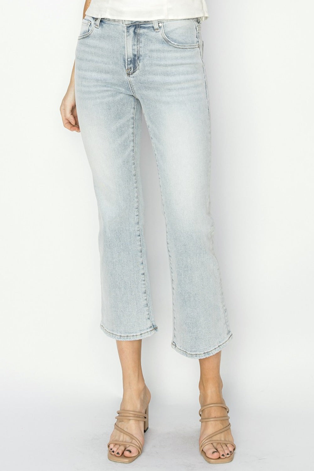 RISEN Full Size Mid Rise Cropped Flare Jeans - Tigbul's Variety Fashion Shop