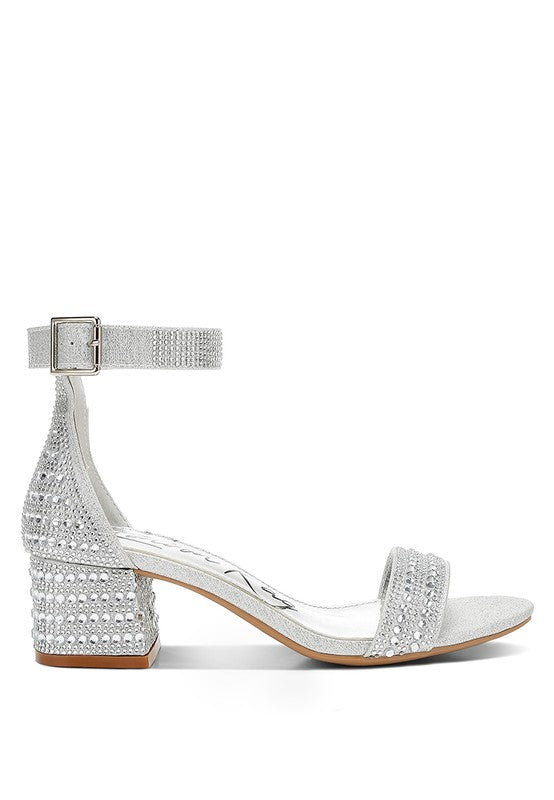 Twerky Rhinestones Embellished Block Sandals - Tigbul's Variety Fashion Shop