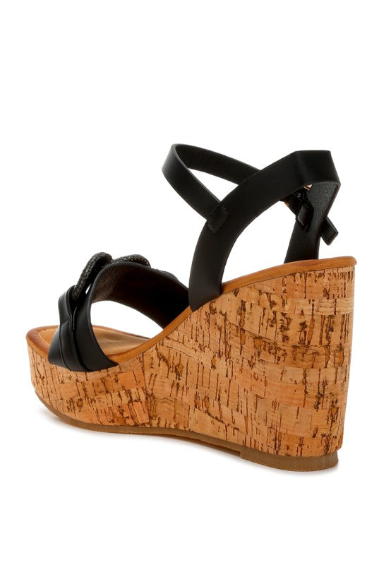 Emelda Cushion Chain Pin Buckle Wedges - Tigbul's Variety Fashion Shop