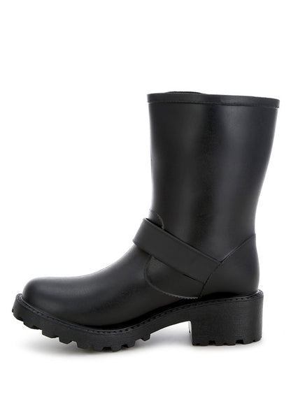 Anong Harness Detail Calf Rain Boots - Tigbul's Variety Fashion Shop